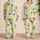 Yellow Lemon Fruit And Green Leaf Citrus Motif For Summer Vacation Gifts For Women Satin Pajamas Set - 2
