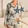 Starfish Coastal Motif for Relaxed Seaside Lounging, Women’s Everyday Navy Ochre Style Satin Pajamas Set - 1