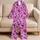 Lavender Magenta Organic Camo for Cozy Lounging and Trendy Streetwear Style Lovers Satin Pajamas Set - 5