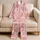 Blush Pink Palm Fronds Tropical Resort Vacation Lounge Style Beach Travel for Women Satin Pajamas Set - 5