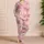 Blush Pink Palm Fronds Tropical Resort Vacation Lounge Style Beach Travel for Women Satin Pajamas Set - 4