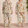 Burnt Orange Tropical Fruit And Taupe Leaf Botanical Motif For Beach Vacation Style Satin Pajamas Set - 2