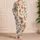 Burnt Orange Tropical Fruit And Taupe Leaf Botanical Motif For Beach Vacation Style Satin Pajamas Set - 4