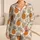 Burnt Orange Tropical Fruit And Taupe Leaf Botanical Motif For Beach Vacation Style Satin Pajamas Set - 1