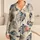 Monstera Ink Wash Botanical Leaves for Relaxed Summer Lounging Style, Plus Size Women Satin Pajamas Set - 1