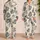 Monstera Ink Wash Botanical Leaves for Relaxed Summer Lounging Style, Plus Size Women Satin Pajamas Set - 2
