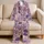 Pastel Tropical Botanical Leaves for Beach Escapes and Relaxed Summer Lounging Satin Pajamas Set - 5