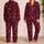 Hand-Drawn Burgundy Hearts for Valentine's Day Lounging and Cozy Nightwear Lovers Satin Pajamas Set - 2