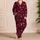 Hand-Drawn Burgundy Hearts for Valentine's Day Lounging and Cozy Nightwear Lovers Satin Pajamas Set - 4