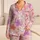 Pink Cherry Blossom Floral For Women’s Relaxed Spring Evenings And Cozy Bedtime Comfort Satin Pajamas Set - 1