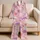 Pink Cherry Blossom Floral For Women’s Relaxed Spring Evenings And Cozy Bedtime Comfort Satin Pajamas Set - 5
