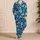 Teal Butterfly And Blue Flower Motifs For Relaxing Evenings And Cozy Home Comfort Satin Pajamas Set - 4