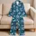 Teal Butterfly And Blue Flower Motifs For Relaxing Evenings And Cozy Home Comfort Satin Pajamas Set - 5