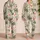 Watercolor Coral Flamingos And Tropical Palm Trees For Coastal Resort Lounging Women Satin Pajamas Set - 2