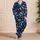 Indigo Leaping Fish And Ocean Waves For Coastal Lounging And Japanese Style At Home Satin Pajamas Set - 4