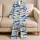 Blue Starfish With Coastal Brush Stripes For Beach Vacation And Seaside Lounging Satin Pajamas Set - 5