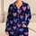 Hand-Drawn Lavender Hearts On Midnight Indigo For Cozy Valentine's Day Lounging At Home Satin Pajamas Set - 1