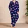 Hand-Drawn Lavender Hearts On Midnight Indigo For Cozy Valentine's Day Lounging At Home Satin Pajamas Set - 4