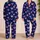 Hand-Drawn Lavender Hearts On Midnight Indigo For Cozy Valentine's Day Lounging At Home Satin Pajamas Set - 2
