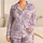 Navy Coastal Shells Starfish Seaweed For Relaxed Seaside Lounging At Home For Women Satin Pajamas Set - 1