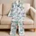 Coastal Seashell And Teal Flower Motifs For Relaxed Beach Getaways And Everyday Lounging Satin Pajamas Set - 5