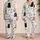 Smiling Navy Cats And Paw Motifs For Cozy Nights And Relaxed Home Lounging Gifts Satin Pajamas Set - 2