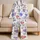 Sleepy Heart Doodle Valentine Lounge Gift for Women in Lavender Pink and Blue Tones Satin Pajamas Set - 5