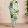 Watercolor Tropical Foliage for Relaxing Resort Lounging and Cozy Evenings Women Satin Pajamas Set - 4