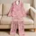 Blush Pink Heart Outline Loungewear For Cozy Valentine Nights And Romantic Gifts Satin Pajamas Set - 5