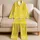 Yellow Double Outline Stars for Cheerful Sleepwear and Relaxing Lounging At Home Satin Pajamas Set - 5