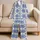 Cobalt Blue Mediterranean Geometric Tile Motifs for Relaxed Resort Lounging Women Satin Pajamas Set - 5