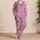 Lavender Baby Elephants And Medical Care Icons For Nurses Relaxing At Home Gift Satin Pajamas Set - 4