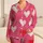 Romantic Hand-Drawn White And Scarlet Hearts For Valentine’s Day Lounging For Women Satin Pajamas Set - 1