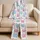 Blue And Raspberry Paw Polka Dot Motif For Cozy At Home Lounging And Relaxing Women Satin Pajamas Set - 5