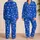 Cobalt Blue Coastal Sailboats Palm Trees And Beach Icons For Summer Vacation Women Satin Pajamas Set - 2