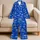 Cobalt Blue Coastal Sailboats Palm Trees And Beach Icons For Summer Vacation Women Satin Pajamas Set - 5