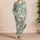 Fresh Green Botanical Bellflower Garden Motif For Spring Lounging At Home Gift Giving Satin Pajamas Set - 4