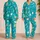 Teal Medical Tools Motif For Nursing School, Clinic Shifts And Healthcare Team Members Satin Pajamas Set - 2