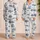 Blue And White Tropical Island Toile For Coastal Resort Lounging And Vacation Gift Giving Satin Pajamas Set - 2