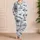 Blue And White Tropical Island Toile For Coastal Resort Lounging And Vacation Gift Giving Satin Pajamas Set - 4