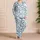 Hand-Painted Mediterranean Teal Ogee Lattice for Relaxed Coastal Lounging Women At Home Satin Pajamas Set - 4