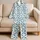 Hand-Painted Mediterranean Teal Ogee Lattice for Relaxed Coastal Lounging Women At Home Satin Pajamas Set - 5