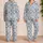Mediterranean Blue Ceramic Tile Motif For Relaxed Lounging At Home Plus Size Women Satin Pajamas Set - 2