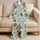 Teal And Chartreuse Tropical Leaves for Relaxed Evenings At Home and Weekend Getaways Satin Pajamas Set - 5