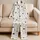 Black Hand-Drawn Stars for Cozy Nights and Relaxed Women's At-Home Lounge Comfort Satin Pajamas Set - 5