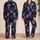 Colorful Sugar Skull Flowers Gothic Nightwear for Women Halloween Lounge Evenings Satin Pajamas Set - 2