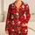 Cheerful Santa Gingerbread Snowman Holly Christmas Motifs For Holiday Celebrations Satin Pajamas Set - 1