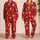 Cheerful Santa Gingerbread Snowman Holly Christmas Motifs For Holiday Celebrations Satin Pajamas Set - 2