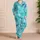 Elegant Aqua Dragonflies On Tie Dye For Relaxed Summer Nights At Home Nature Lovers Satin Pajamas Set - 4