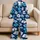 Navy Blue Tropical Hibiscus Floral For Women Beach Vacation Nights And Resort Lounging Satin Pajamas Set - 5